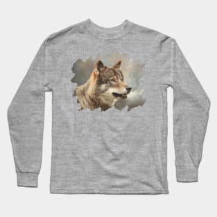 Grey Wolf Portrait Long Sleeve T-Shirt